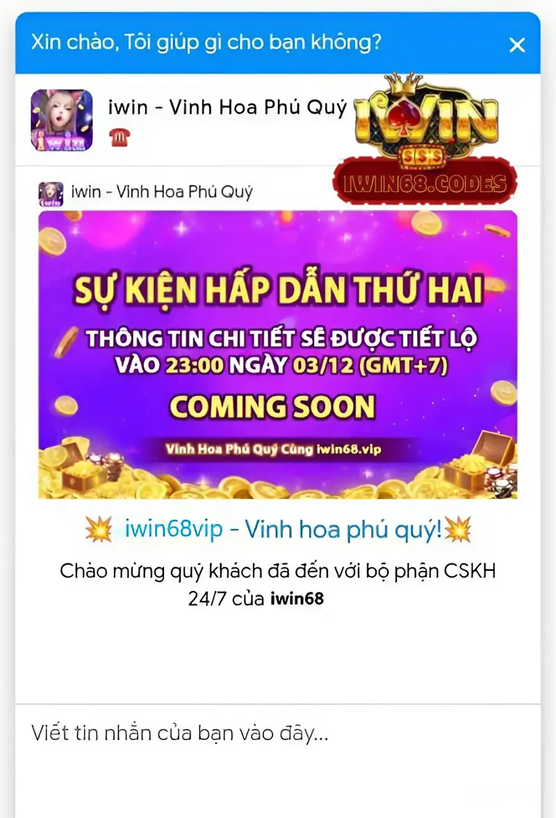 Liên hệ iwin68 qua kênh live chat